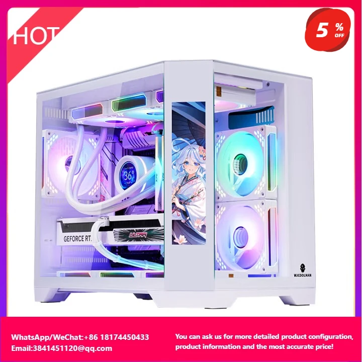 

ZeroMaster Dreamer Series M-ATX Case Column-less Pure White Sea View Room Computer Case 360 Water Cooling LCD Screen Host Case