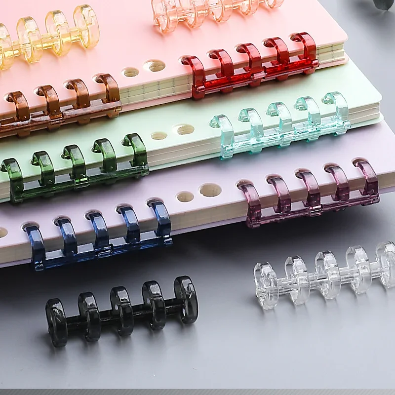 5 Ring Plastic Loose Leaf Binder Rings Crystal Binding Spines Snap Split Binding Combs for Scrapbook Photo Album Learning Cards