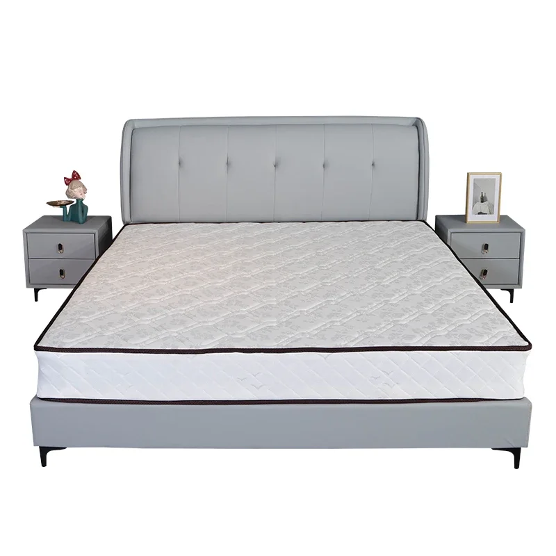 Modern master bedroom household high-end atmospheric double leather bed modern simple solid wood wedding bed