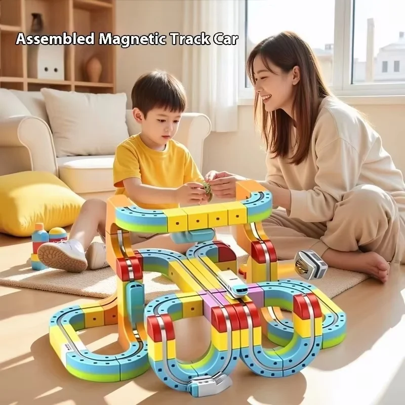 

Hot Sale Magnetic Track Car Stem Building Blocks Set - Montessori Educational Toy With Motorized Train & Gravity Maze Kids Gift