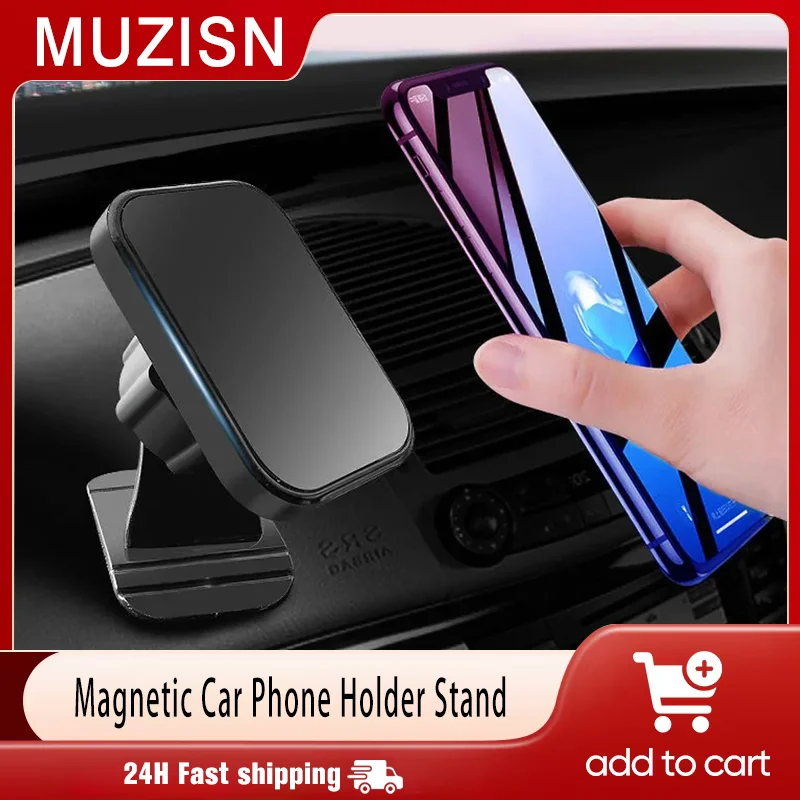 

Магнитный автомобильный держатель для телефона, подставка на 360 градусов, магнитное крепление для мобильного вентиляционного отверстия, поддержка GPS для iPhone 16 15 Xiaomi Samsung Huawei