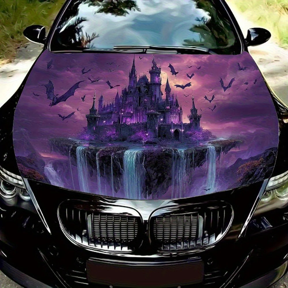 

Gothic Castle And Crow DIY Car Hood Stickers, High-quality Wear-resistant And Scratch Resistant Car Film, Car Parts Accessories,