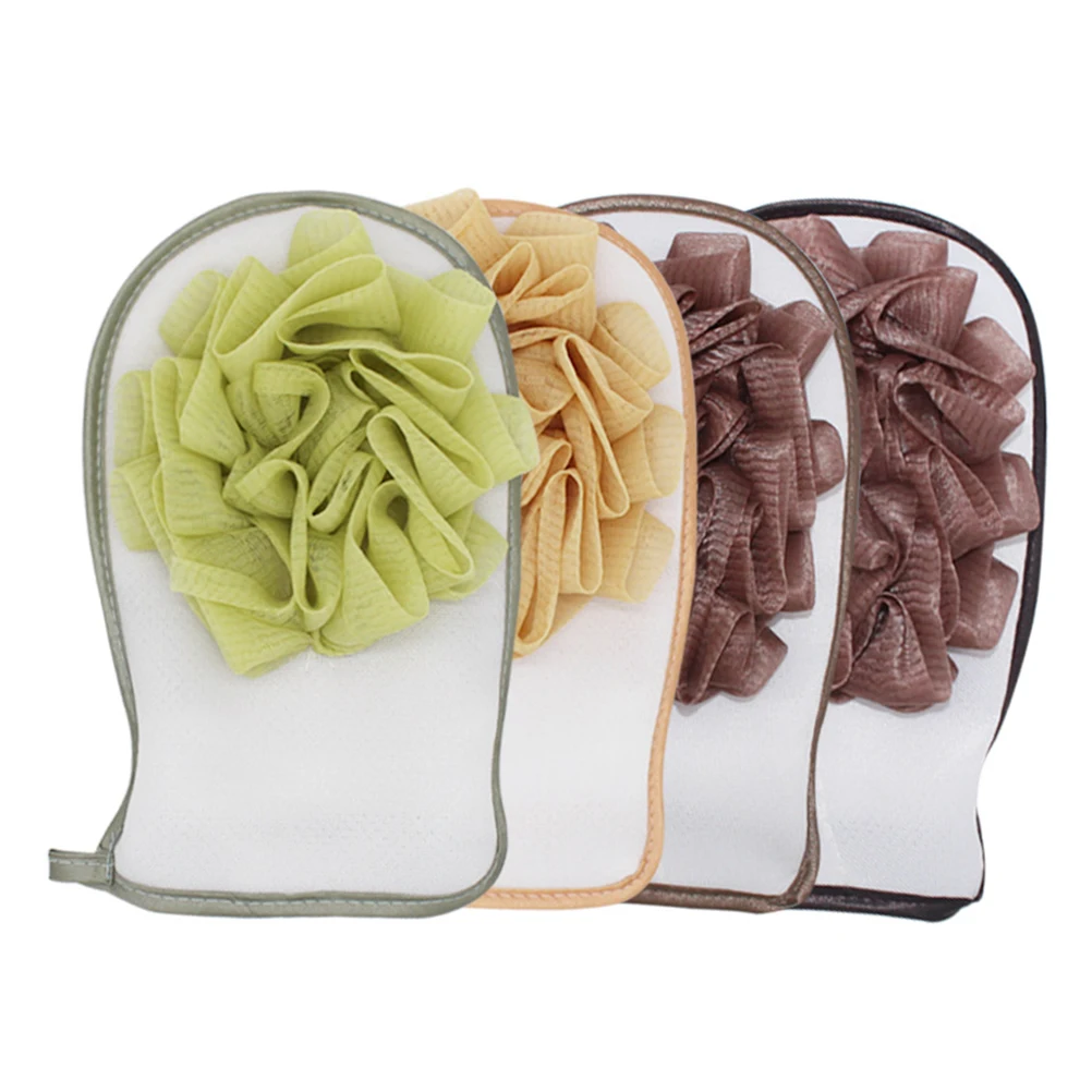 

3pcs Pack Double Sided Bath Exfoliating Mitt Dead Skin Remover Body Scrub Glove Spa Wrist Loop Quick Dry Artificial Fiber