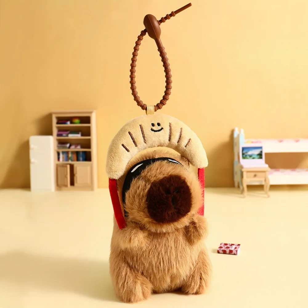 Cook Capybara Plush Pendant Croissant French Fries Capybara Plush Keyring Food Lovely Capybara Plushie Doll Backpack Charm