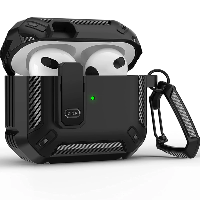 Für Airpods Pro 2 1 Fall Stoßfest Zubehör Mit Schlüsselbund Carbon Faser Rüstung Kopfhörer Fällen Kopfhörer Abdeckung Für Airpod 3 2 1