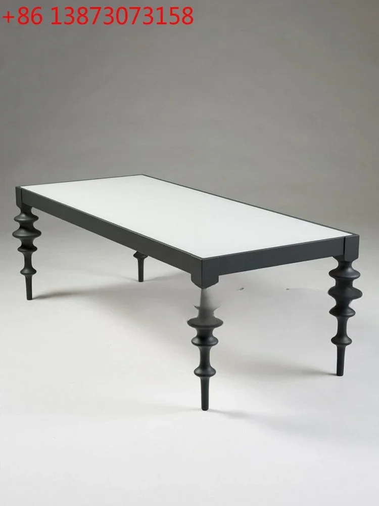 

Medieval simple modern solid wood black dining table retro creative home restaurant marble dining table