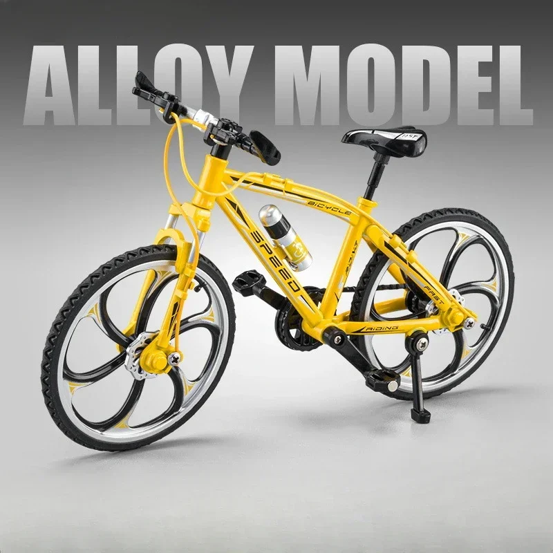 1/8 Mountain Folding Off Road Bike Toy Car Model Alloy Diecast Front Wheel Steering Seat Suspension Bicycle Vehicle for Kid Gift