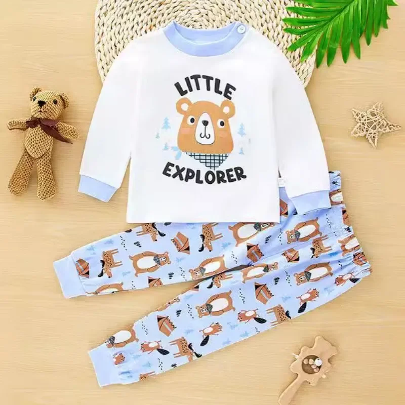 Nouveaux enfants pyjamas bébé garçons filles mignon dessin animé à manches longues T-Shirt haut + pantalon enfant en bas âge automne vêtements de couchage ensembles vêtements de détente