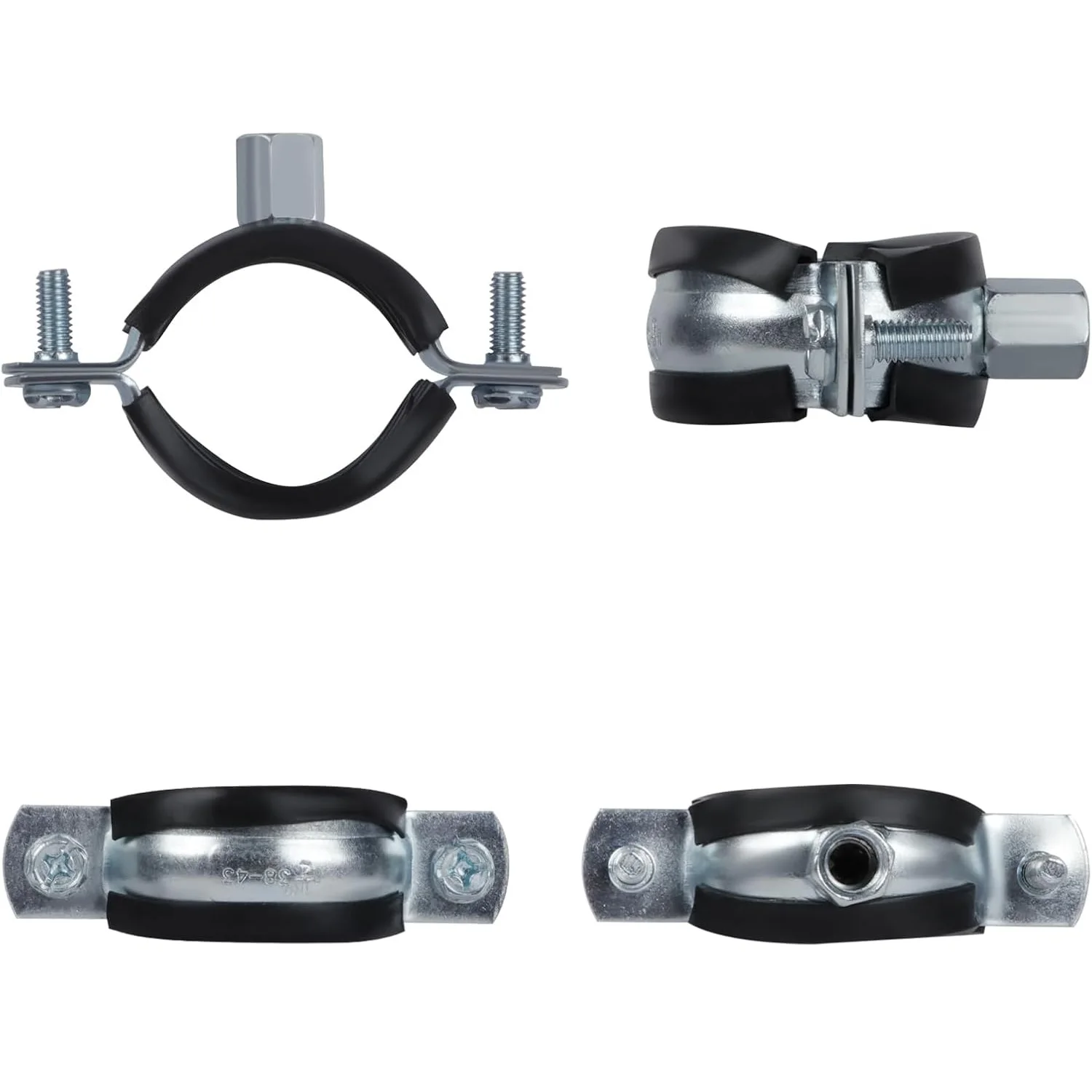 2pcs Split Ring Pipe Hanger Heavy Duty Adjustable Pipe Bracket Clamp with Screw & Expansion Tube Wall Ceiling Mount Pipe Strap