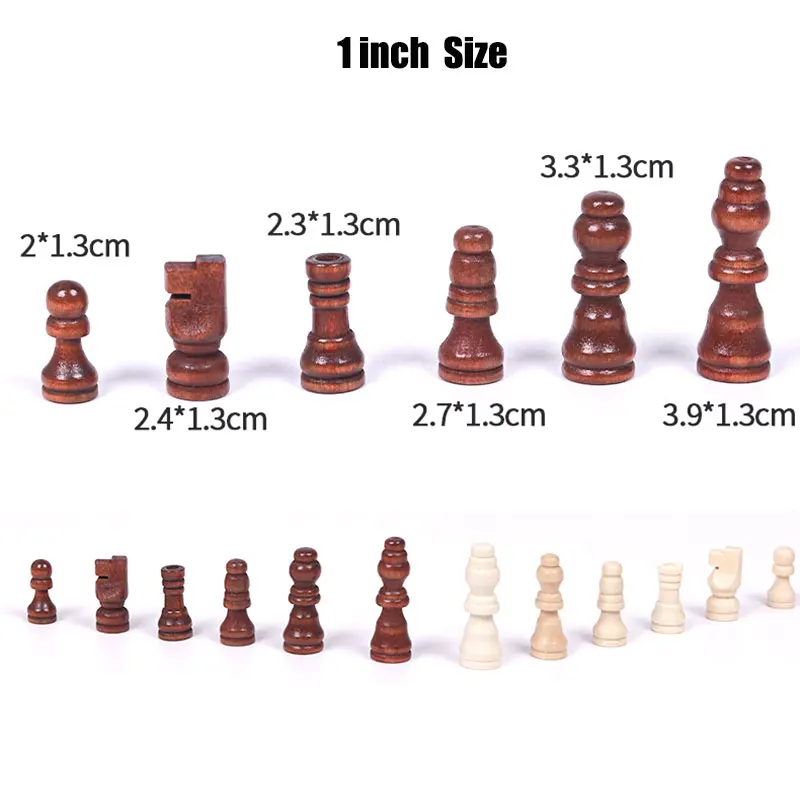 32pcs Wooden Chess Pieces Complete Chessmen International Word Chess Set Chess Piece Entertainment Accessories Multiple sizes