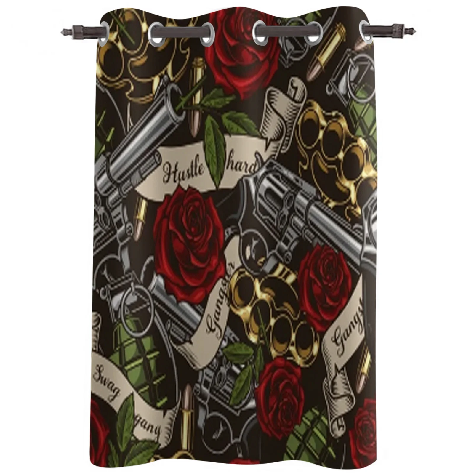 Revolver Roses Danger Beauty Retro Curtains for Bedroom Window Curtain Home Living Room Decor Balcony Drapes Hotel Cafe Curtains