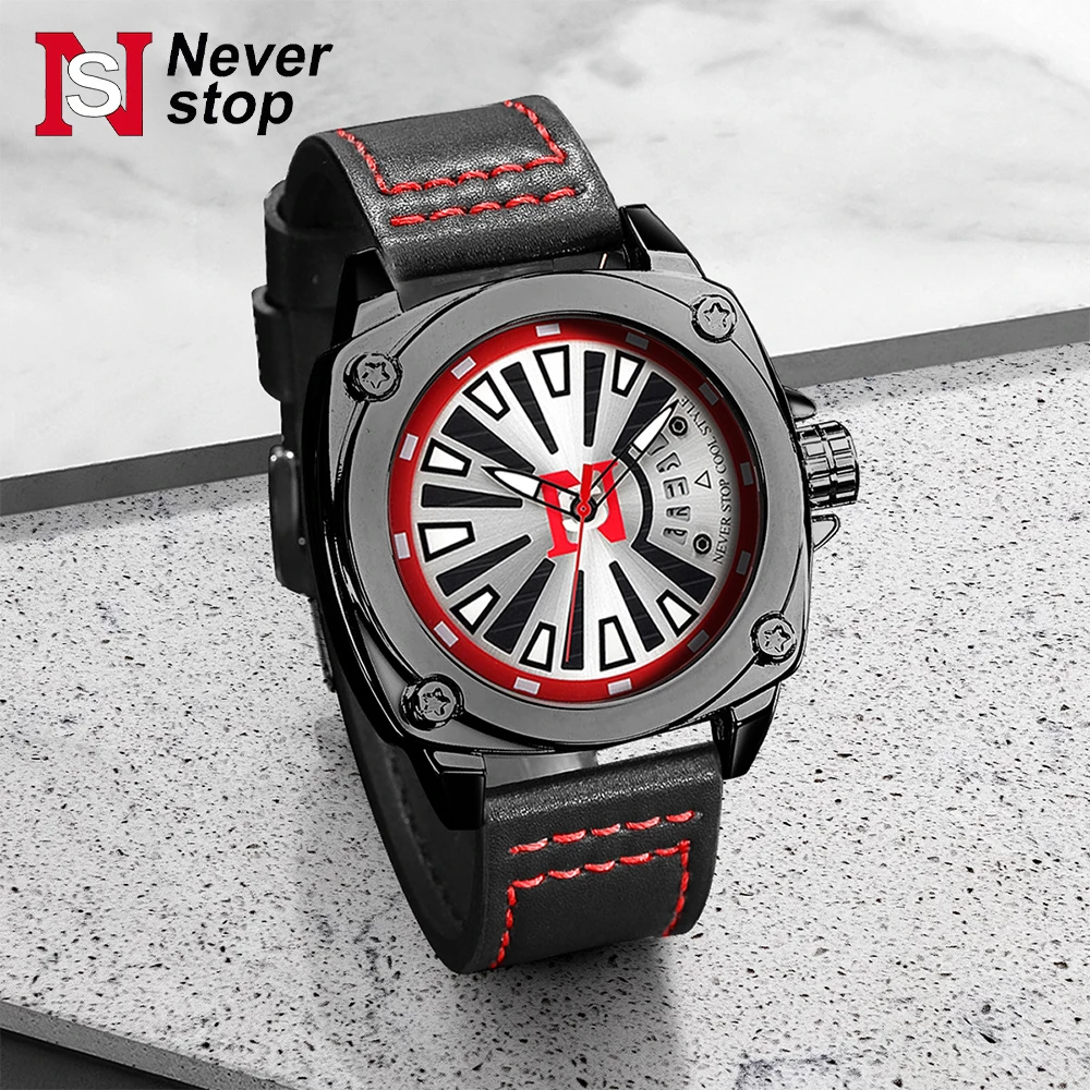 NS simple technology style fashion sports square large dial men's quartz watch