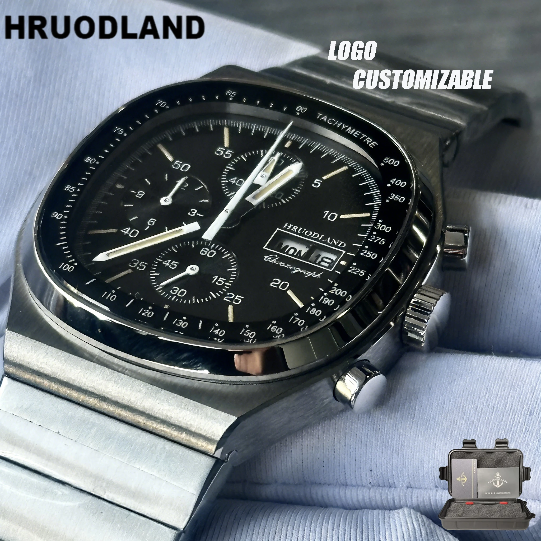 Hruodland 2026 New Mens Quartz Watch reloj Chronograph Calendar Retro Fashion watches for man Sapphire Glass Stainless Steel