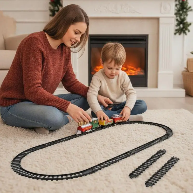 Miniature Electric Train Toy Set 9Pcs Small Size Train Model Educational Plaything for Toddlers Children Xmas Gift