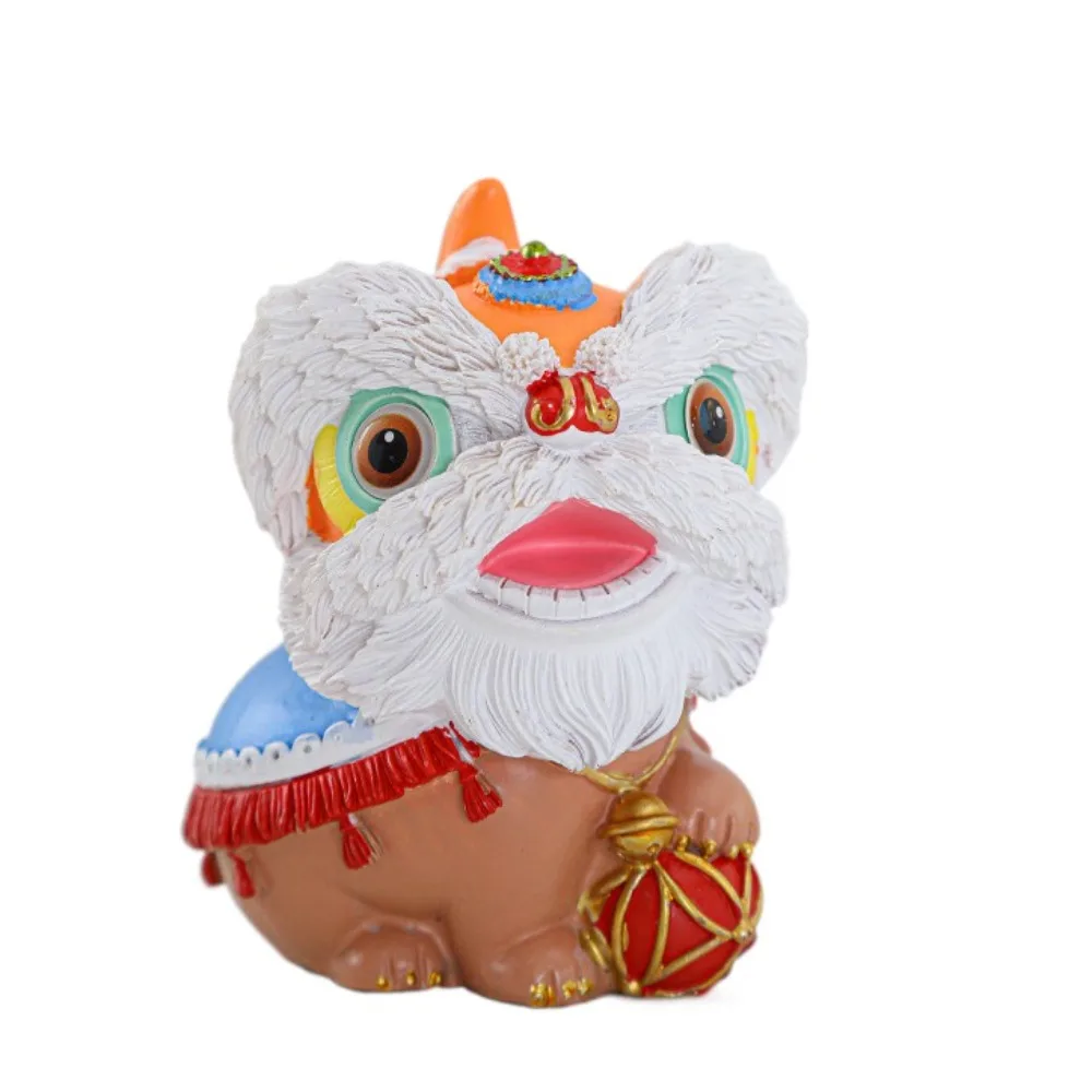 

Lovely Chinese Style Lion Ornament Cute Modern Animal Statue Handicraft Resin Miniatures Figurine Sculpture Living Room