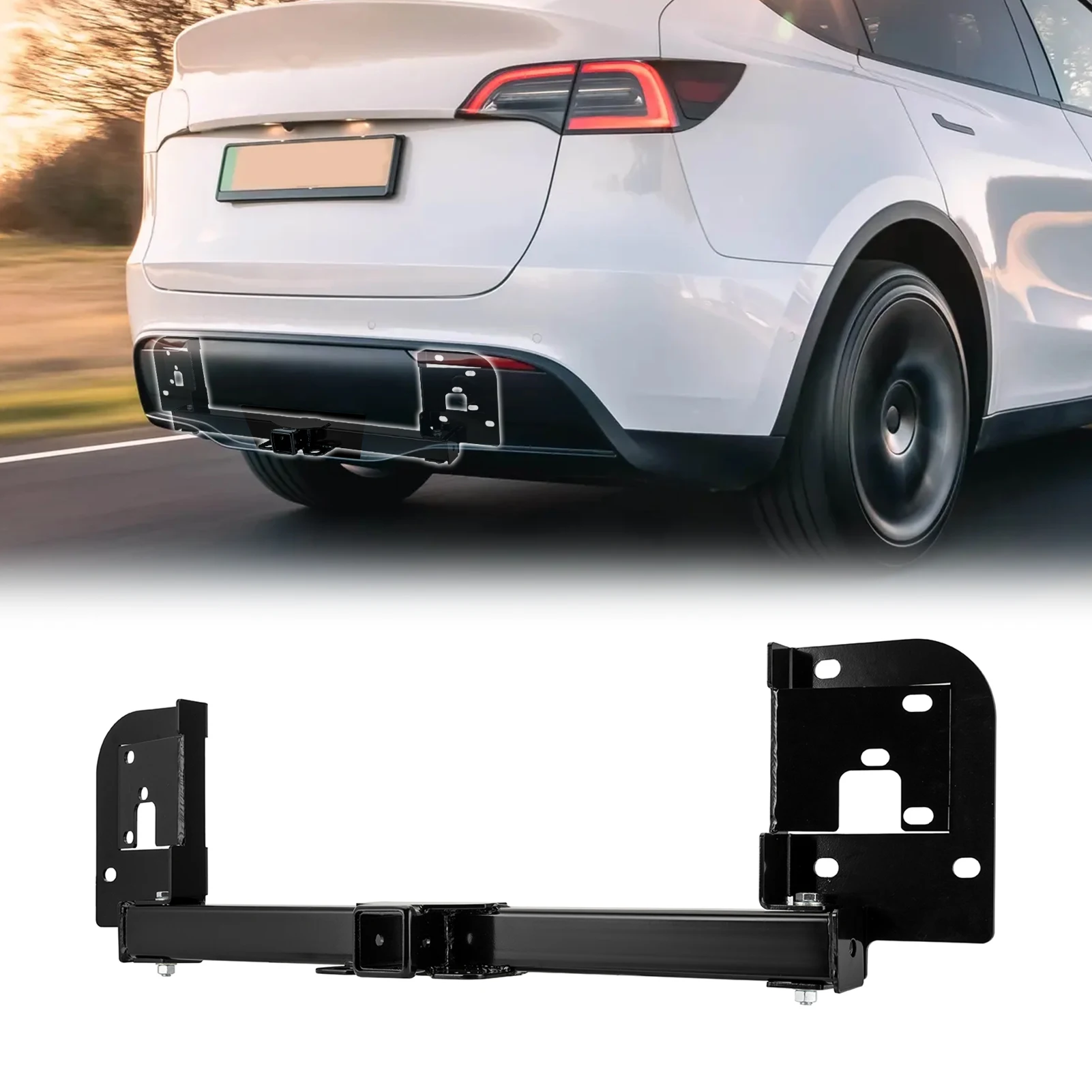 

No Drill Black Class 3 Trailer Hitch 2" Receiver 3500 LBS Heavy Duty Steel for Tesla Model Y 2020-2024 All Car Accessories