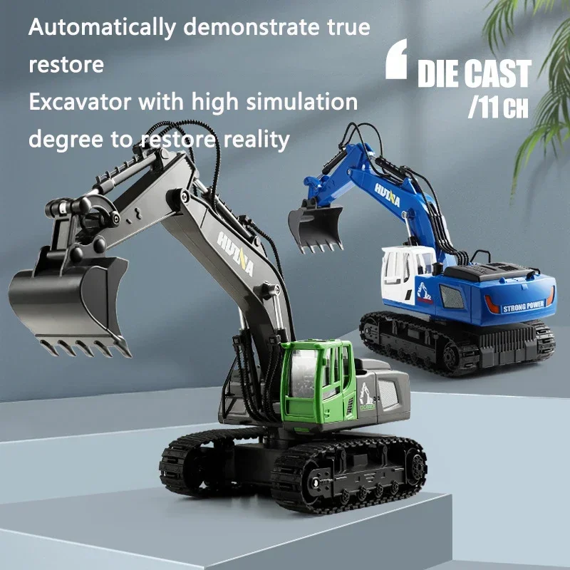 Vehículo eléctrico de excavadora RC 1:18, modelo grande de aleación, máquina de gancho, vehículo de ingeniería de 11 canales, regalos de juguete de Navidad