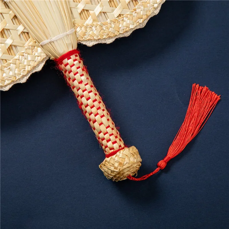 2024 New Retro Chinese Style Classical Wheat Straw Fan Hand-knitted Fan Hand-cranked Fan Abanicos De Mano Drop Shipping