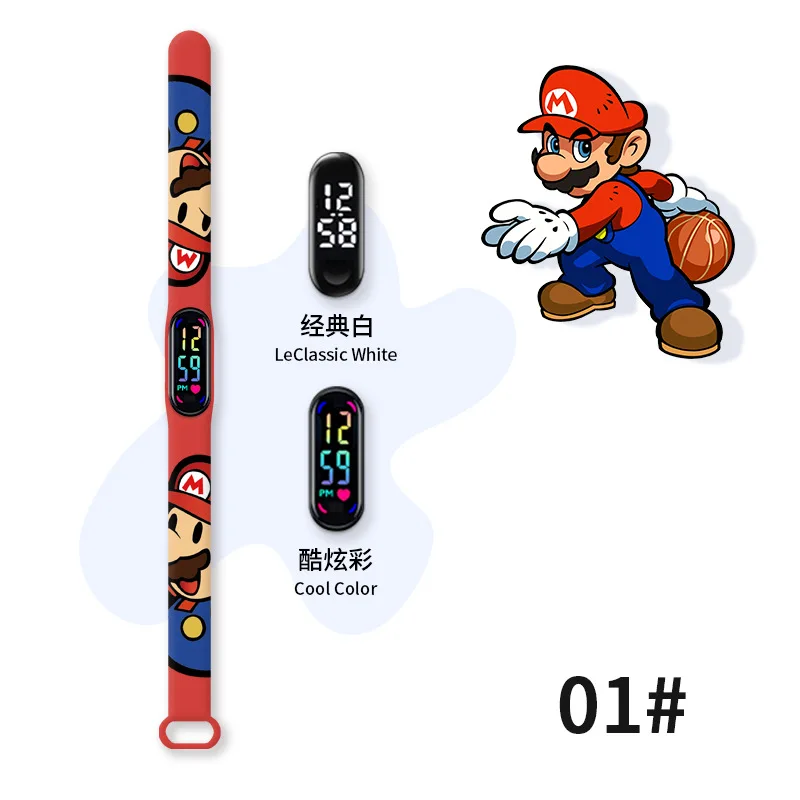 Super Marios Bros Children\'s Watches Anime Luigi Princess Peach Yoshi Bowser Kids Sport Wristband Waterproof Digital Watch Toy