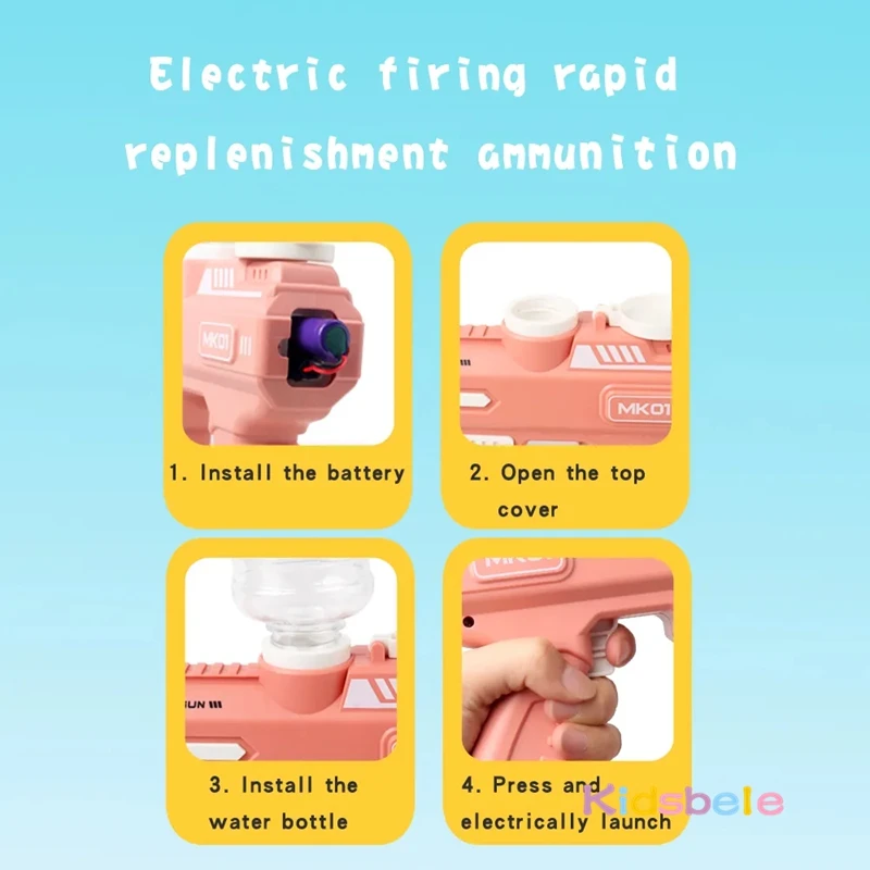 مسدس مياه كهربائي للأطفال يعمل بالبطارية مسدس مائي لعبة أطفال تفاعلية لحمام السباحة والشاطئ والصيف لعبة ممتعة للحفلات الخارجية