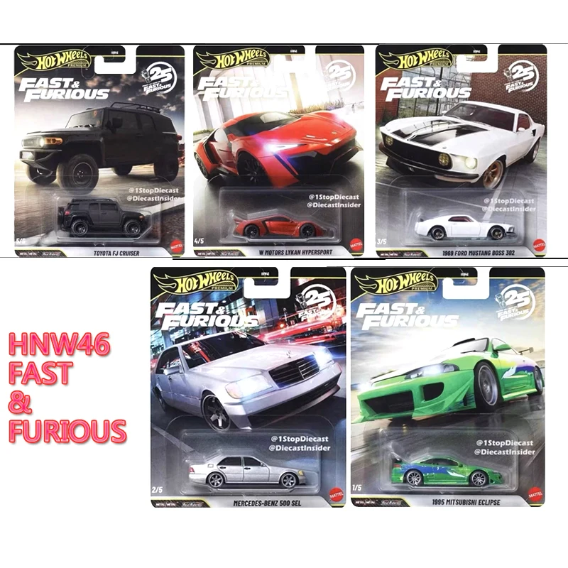 1/64 Voiture Hot Wheels Premium coche rápido y furioso Ford Toyota Cruiser Mustang Benz Mitsubishi motores coleccionista niños juguetes Mdoels