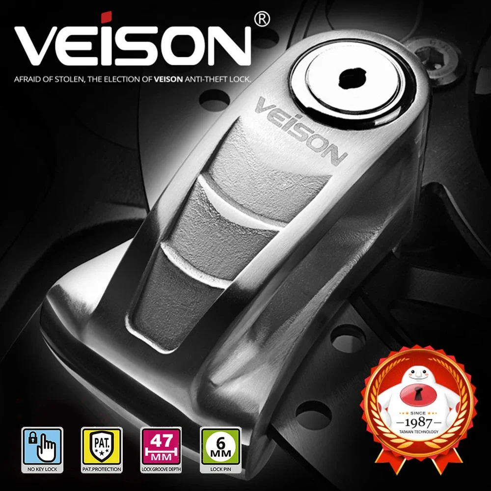 VEISON Safety Motorcycle Disc Lock Bicycle Anti theft Scooter For Triumph Indian BMW Honda Yamaha Suzuki Kawasaki