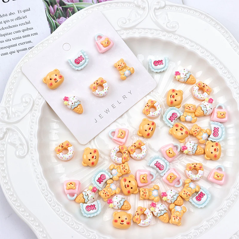 High Quality  Butter Bear Flatback 6 Styles Cute Cartoon Nail Art DIY Accessories Nail Rhinestone Homemade Wearing Nail