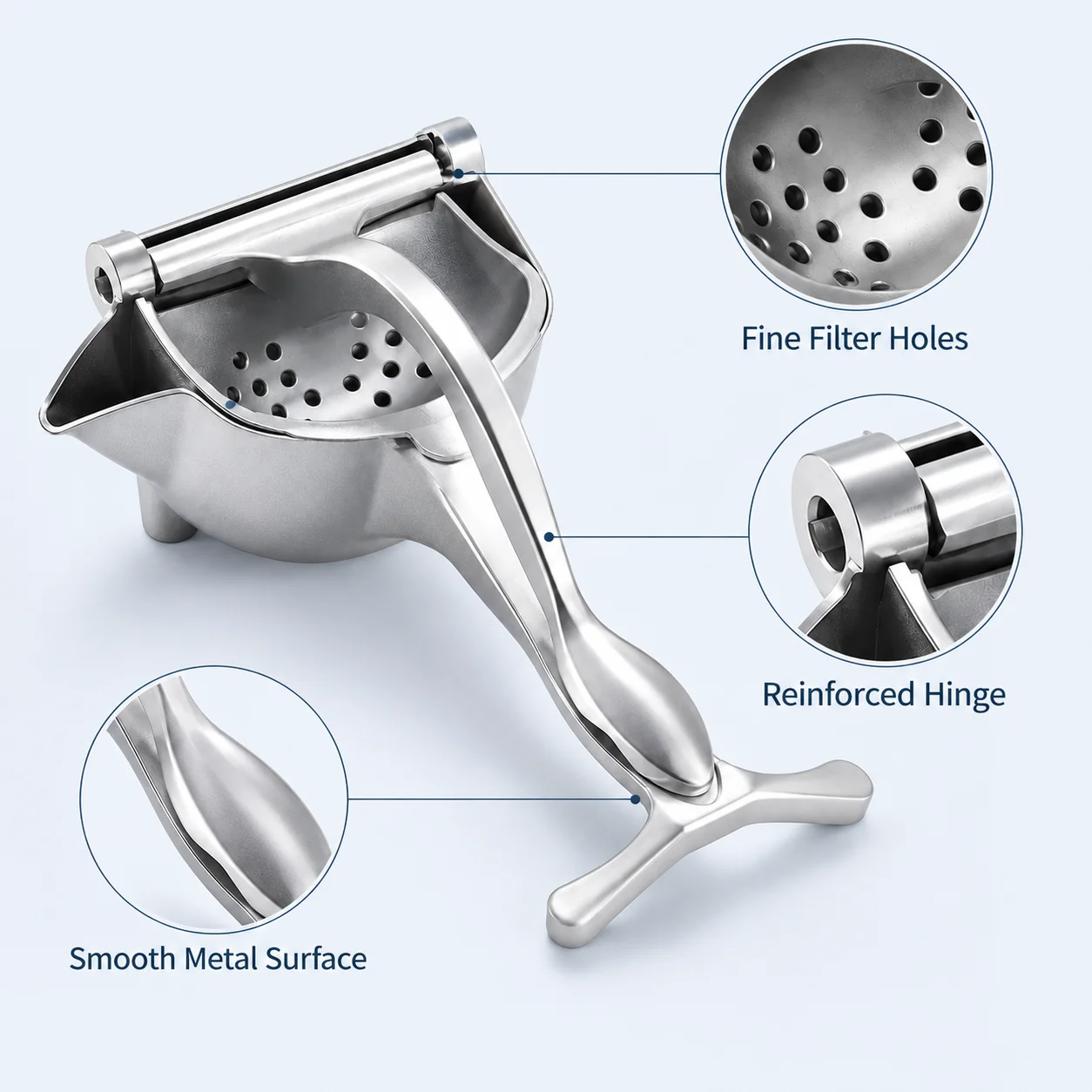 Manual Citrus Juicer Press, Handheld Fruit Squeezer with Perforated Bowl for Lemons, Limes and Oranges view 4