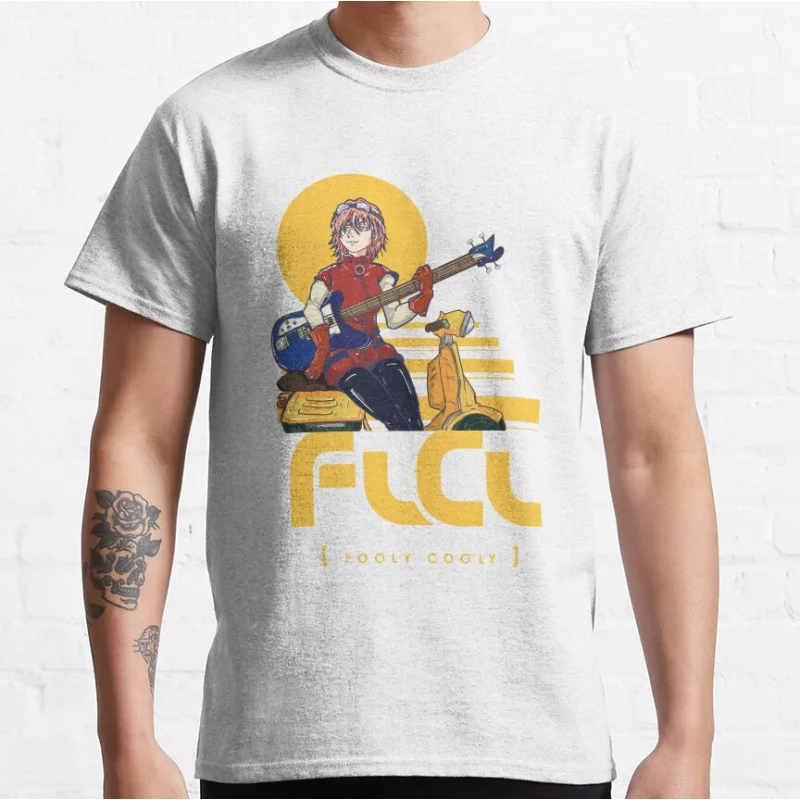 Japan punk manga FLCL-Haruko Haruhara Guitar Fooly cooly Anime Graphic T Shirts large size Adult S-6XL 100% cotton printed tops