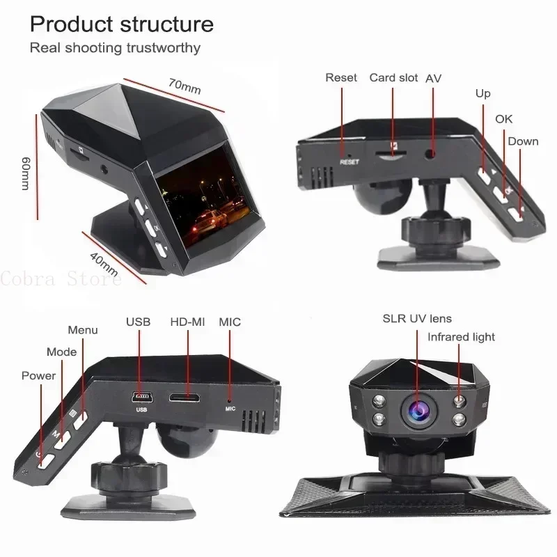 170 Angle Night Vision Dash Cam Supports 4K Hd 1080P Recording For Daily Driving Traffic Accident Video Evidence Saving