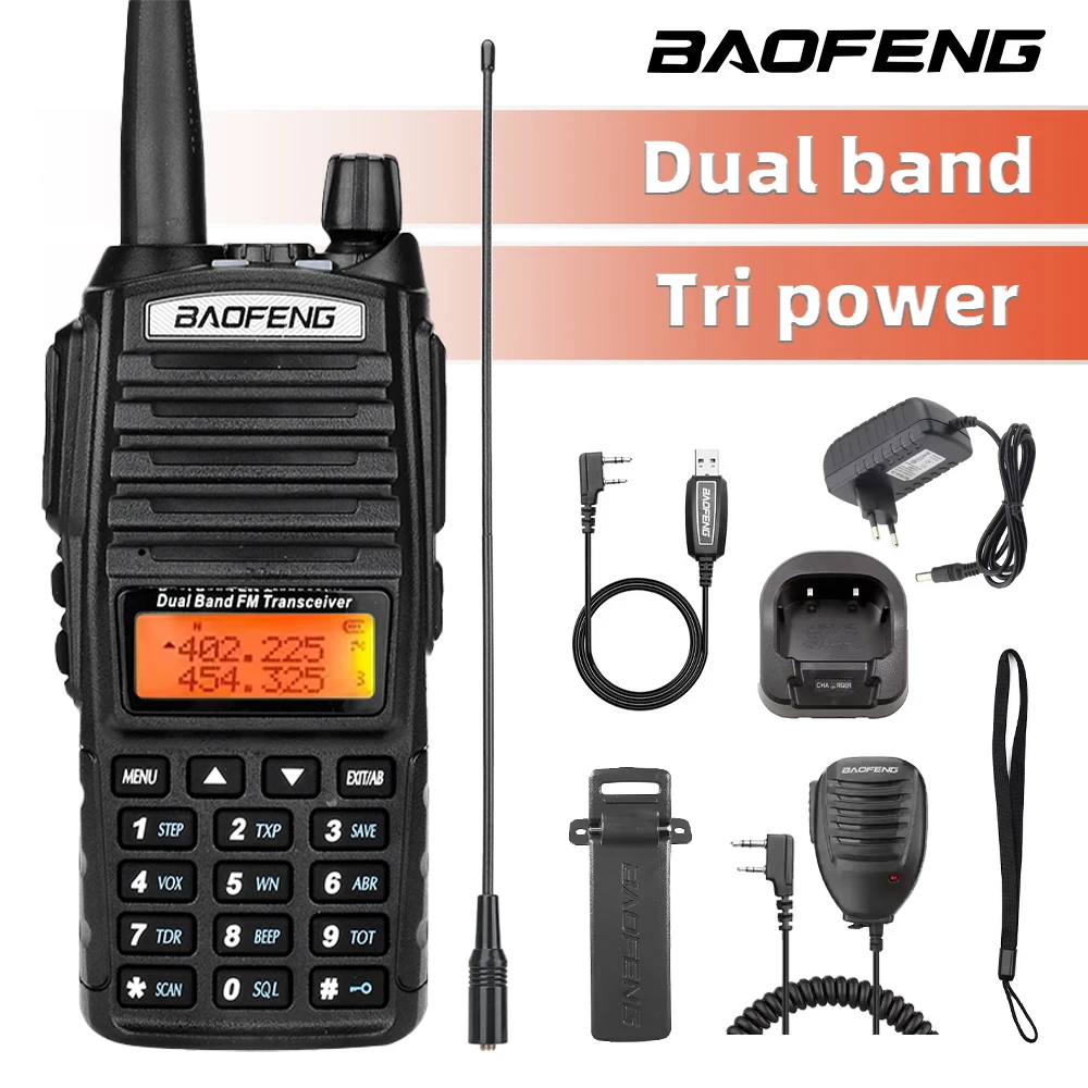 Baofeng UV-82 Dual PTT Walkie Talkie High Power 5W/8W  EU82X Dual Band  VHF UHF FM Amateur Radio Stati 10KM Lange  Ham CB Radio