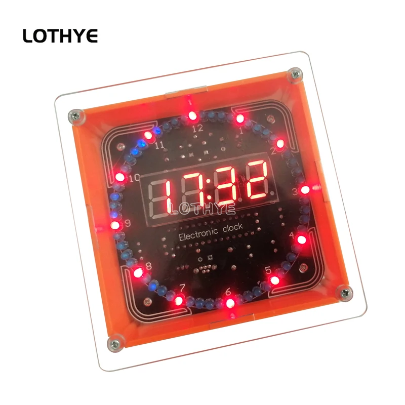 LED Rotating Digital Electronic Clock DIY Electronic Kit Light Control Temperature Display Alarm Clock 51 SCM Soldering Assembly