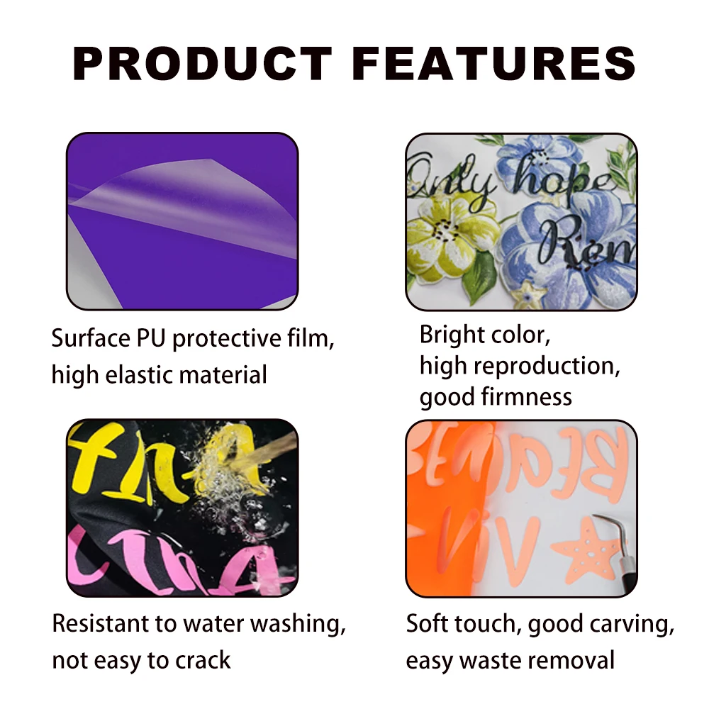 Vinile a trasferimento termico con soffio di colore 3D 25cm x 30cm - 10 fogli di pellicola per lettere in schiuma HTV materiale in vinile per trasferimento da stiro
