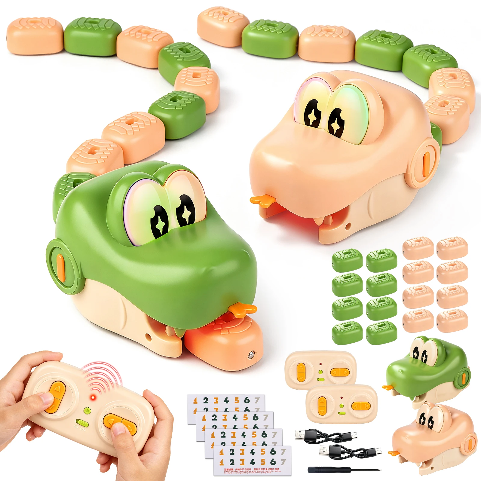 2‑Player Remote Control Snake Toy, Magnetic 2‑Player Battle RC Toy, RC Snake Game Toy