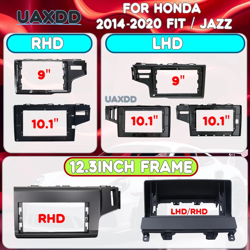 Car Frame Fascia Dashboard Panel Center Navigation Multimedia Automotive CD Android Radio Kit 2 Din FOR HONDA 2014-2022 Fit Jazz