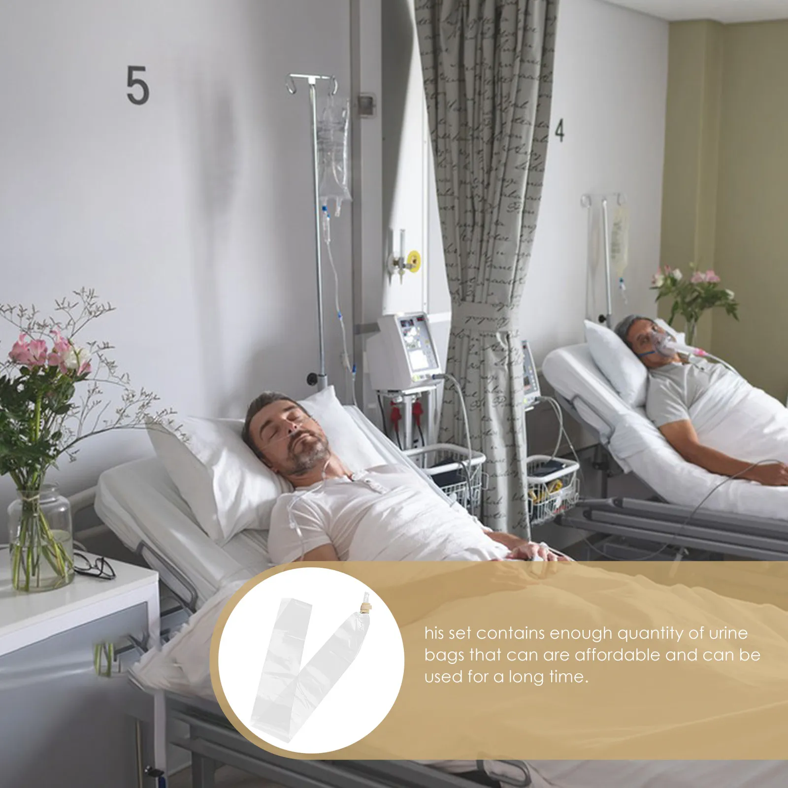 1Set Collection Bag Disposable Male Large Capacity Elastic Strap Suitable Elderly Incontinent Patients Hospital Use