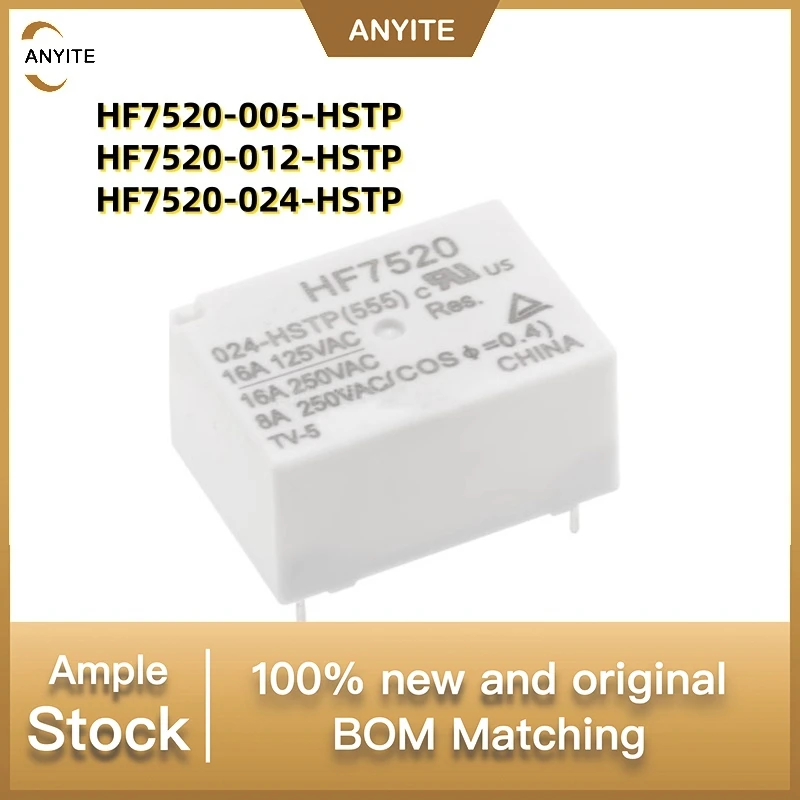 New 10Pcs/LOT  HF7520-005-HSTP  5V    HF7520-012-HSTP  12V  HF7520-024-HSTP  (555) 24V  4PIN  16a