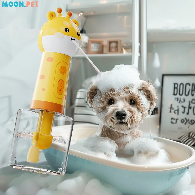 Yellow Giraffe Pet Cleaning Bathing Electric Foam Machine Usb Charging Automatic Soap Dispenser Foam Machine Pet Accessories