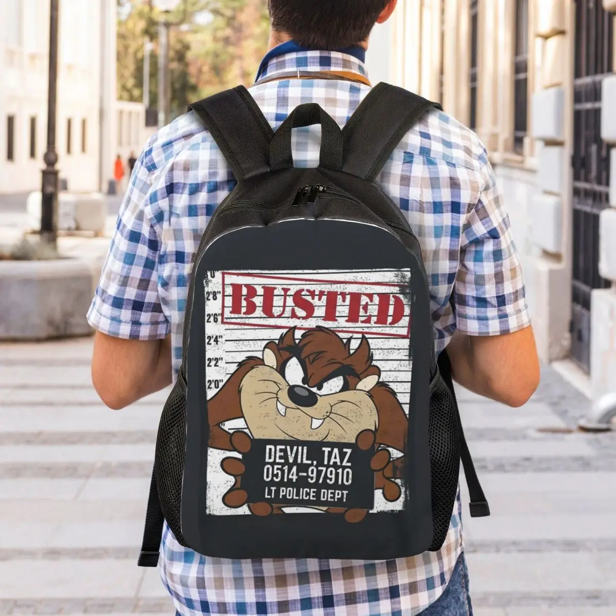 Custom Tasmanian Devil Laptop Backpack Women Men Fashion Bookbag for College School Students Adorable Cartoon Print Bag