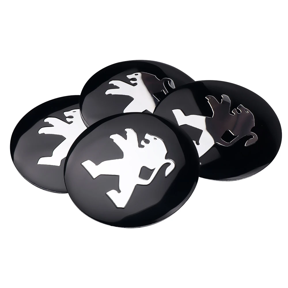 4pcs Car Wheel Center Hub Caps Stickers Decoration For PEUGEOT107 206 207 208 307 308 2008 3008 4008 5008 108 406 508 RCZ 607 GT