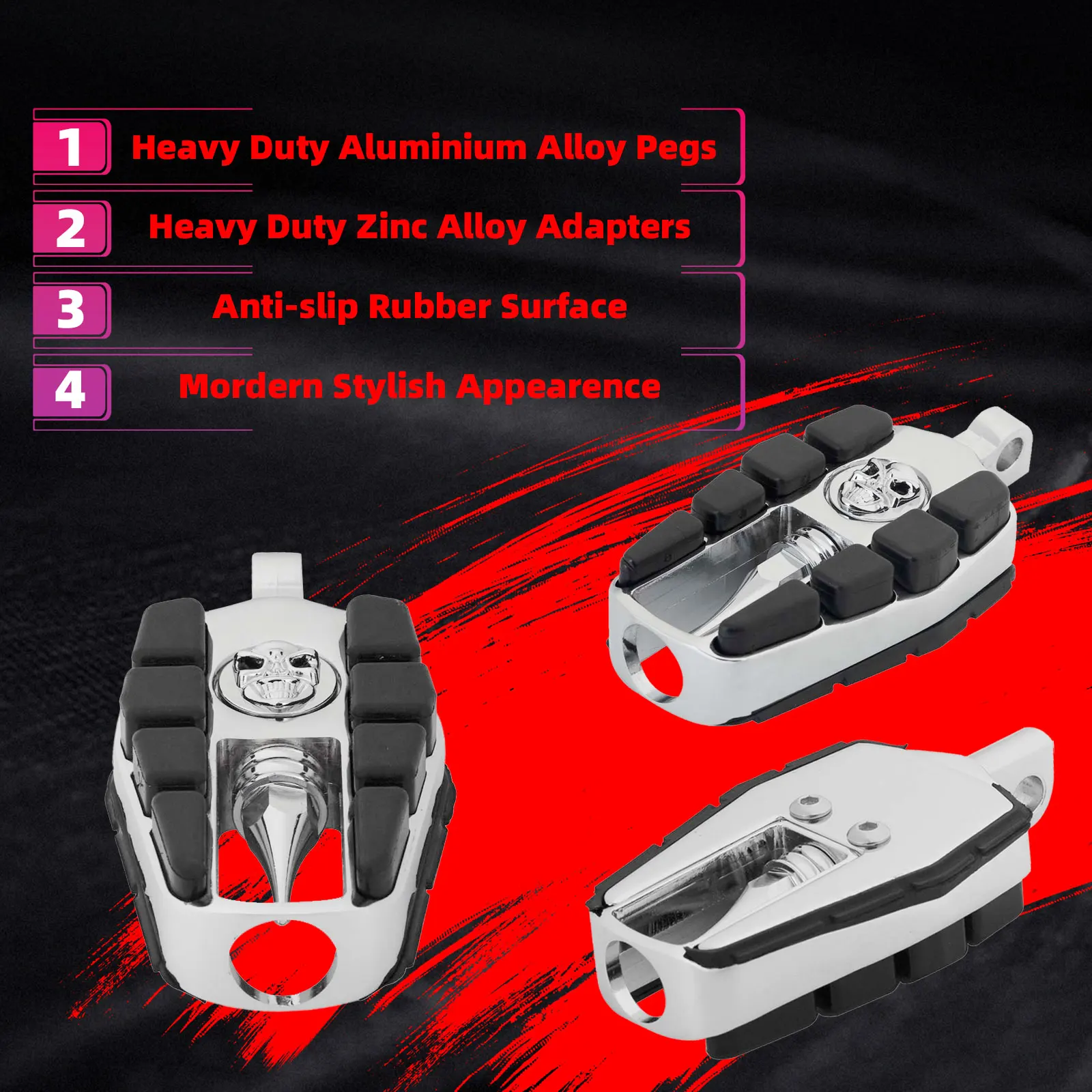 Motorcycle Chrome Highway Skull Foot Pegs for Harley Davidson Softail Sportster Dyna Street Bob Touring