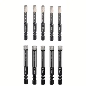 5 adet 6mm / 8mm vakum kaynaklı elmas kuru matkap ucu, altıgen, saplı delik testere, mermer için kesici, granit, seramik karo, cam, taş, delik 8 en çok satılan, matkap ucu 8 mm beton, no. 8