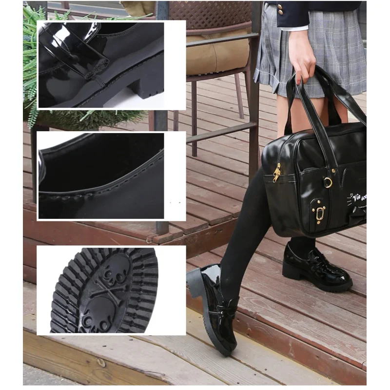 Zapatos de estudiante japoneses Lolita Cospaly para mujer, uniforme JK, mocasines de cuero PU, zapatos Casuales