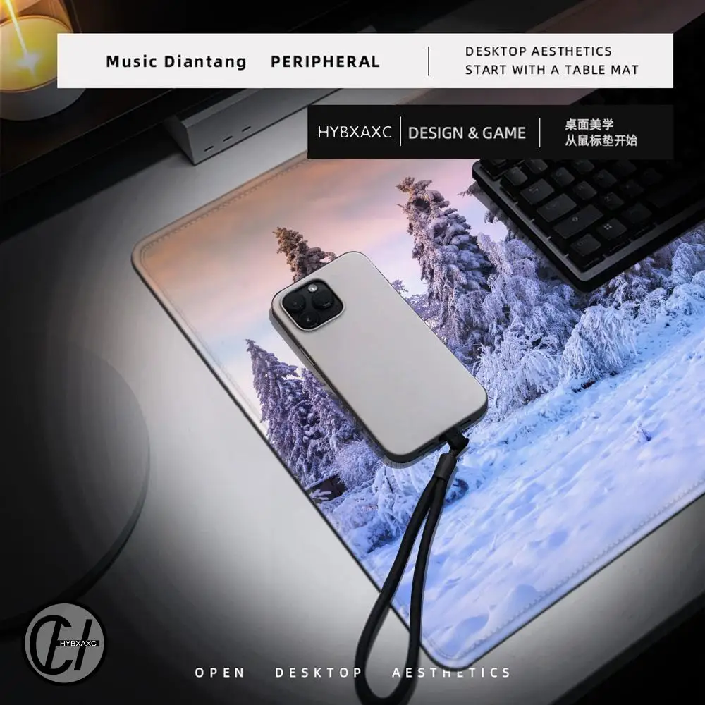 New Custom Home Keyboard Pad Forest Snow Scene Mouse Pad Gamer Computer  Mouse Mat Desk Mats Laptop Carpet Anti-slip Mice Pad