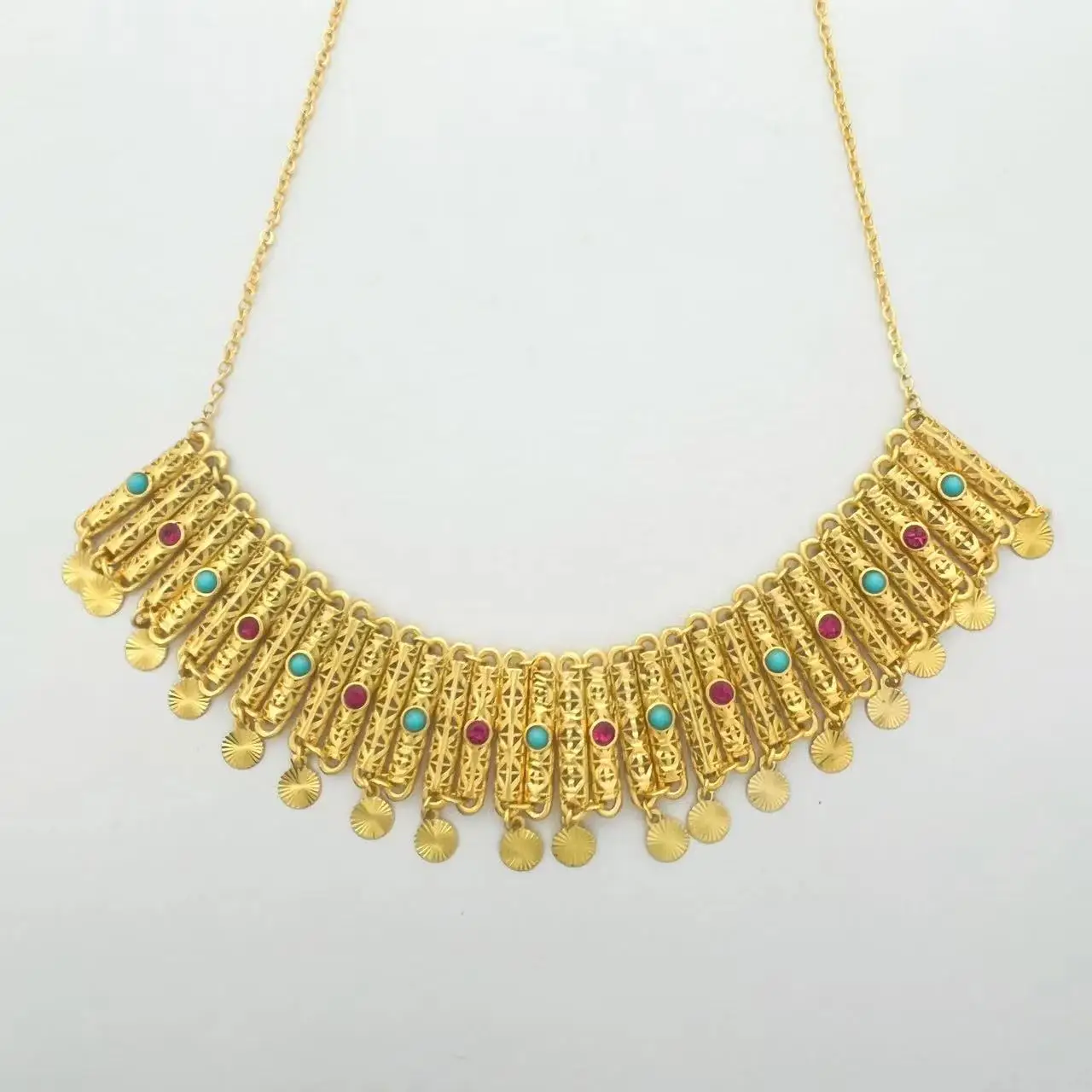 Vintage Real Gold Plated Necklace For Women Indian Kundan New Chunky Pendant Choker Decoration Man Chain Jewelry 2024 Trend