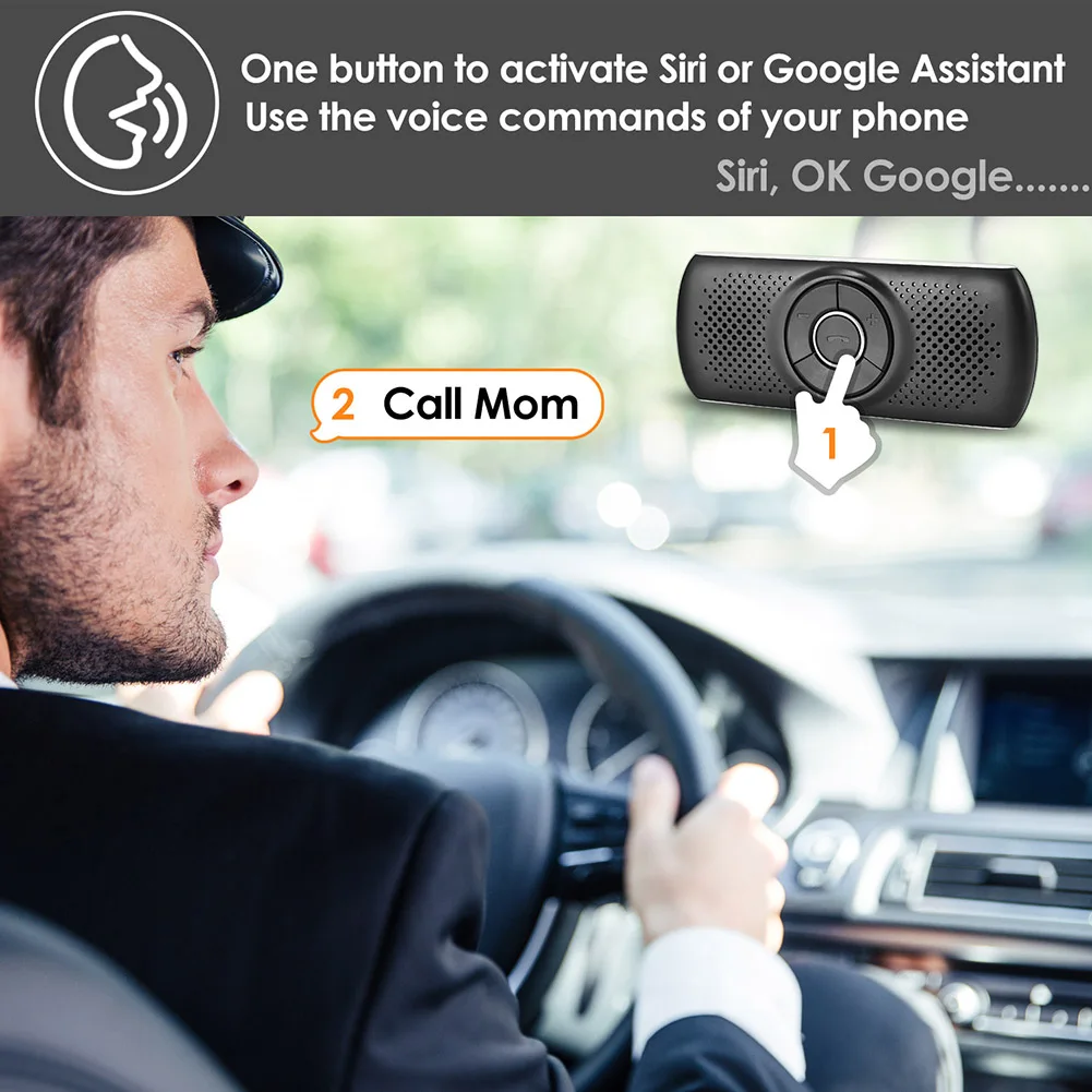 Wireless bluetooth Car Kit Set Handsfree Speakerphone Multipoint Sun Visor Speaker For Phone Smartphones Car Charger Hands Free