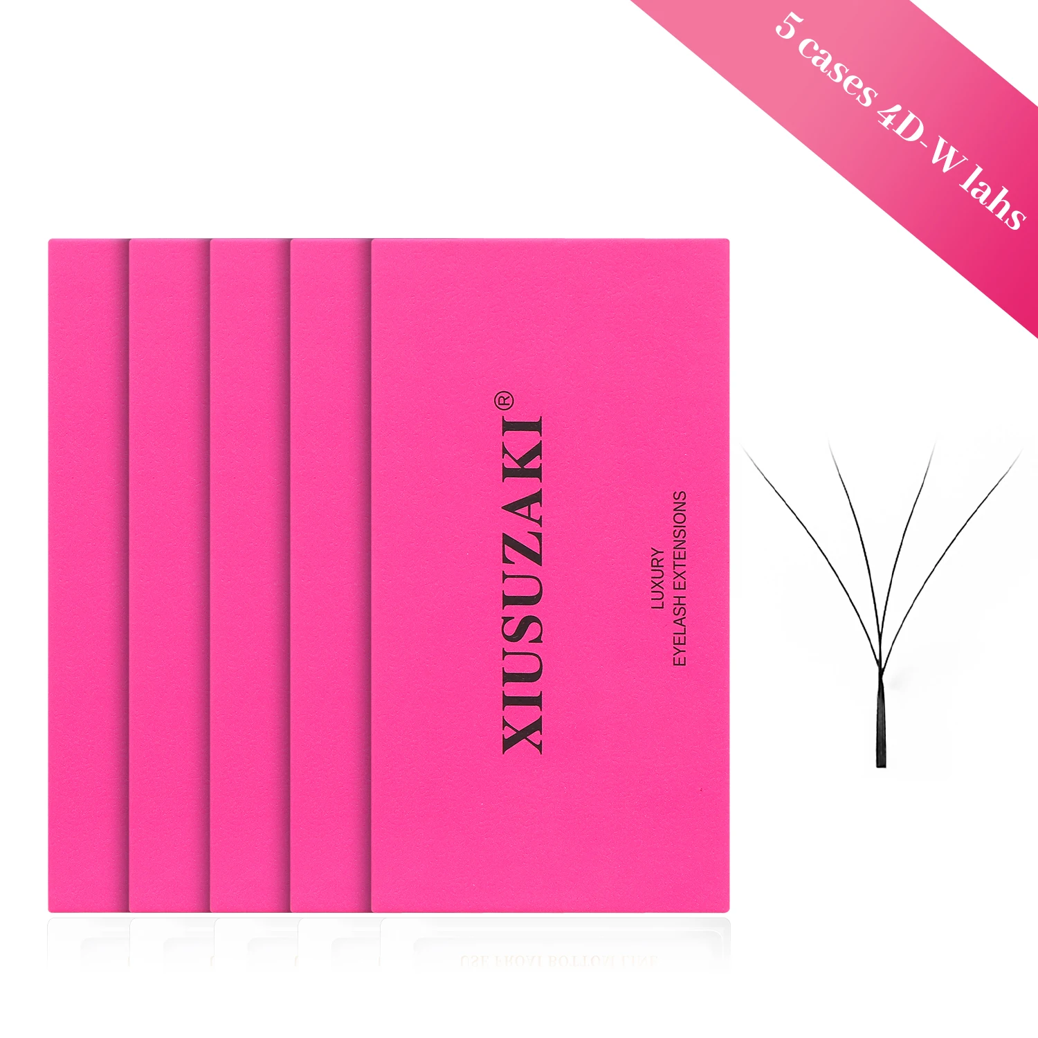 XIUSUZAKI 5 Trays/lot 4D W Shape Lashes Extension Premade Volume Fans Lashes Extensions Matte Black Soft Premium Lash Extensions