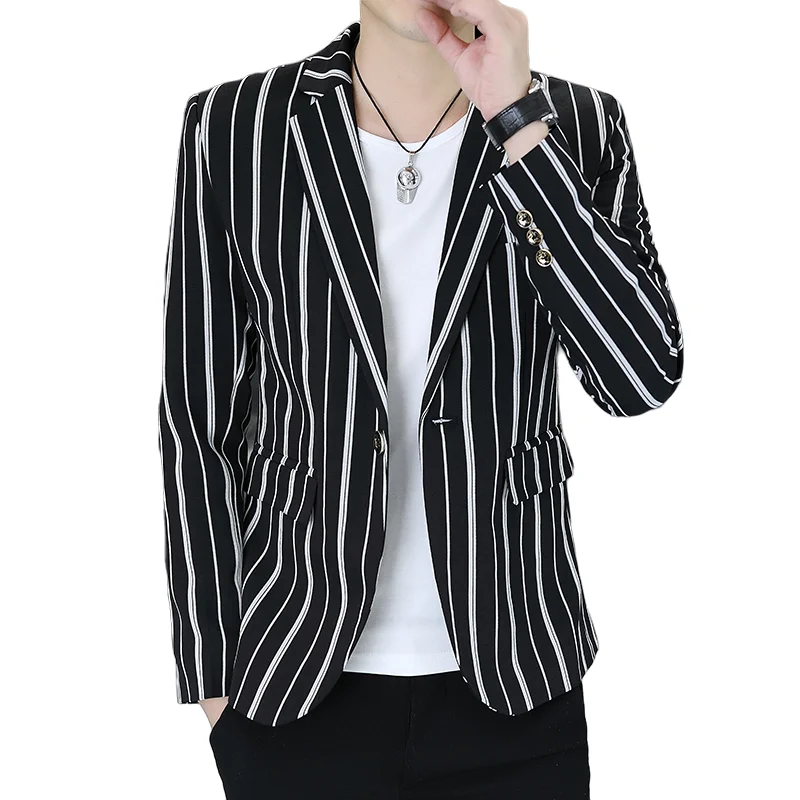 New Men's Fashion Business Gentleman Stripe Outdoor British Style Trend Wedding Banquet Luxe Outdoor Casual Blazer