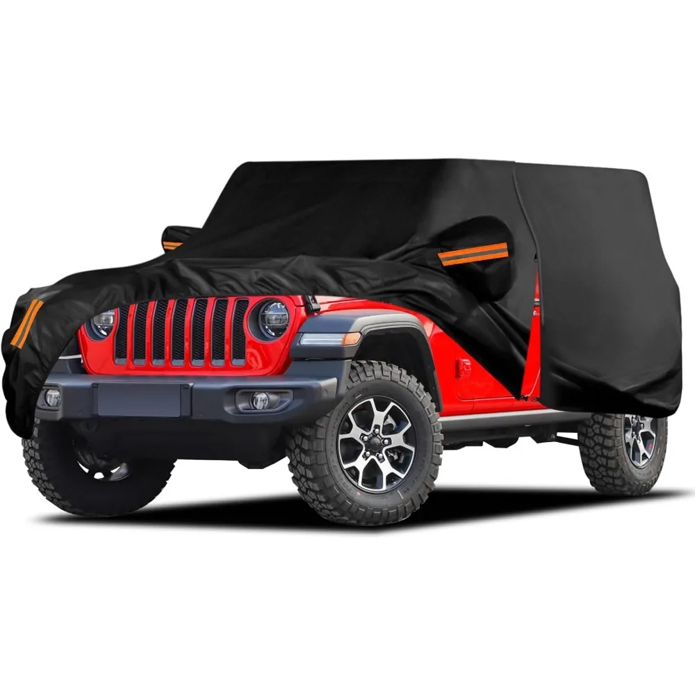 

Waterproof Car Cover for Jeep Wrangler 4 Door 2006-2025, Outdoor Protection from Sun Rain Snow Hail with Driver Door Zipper