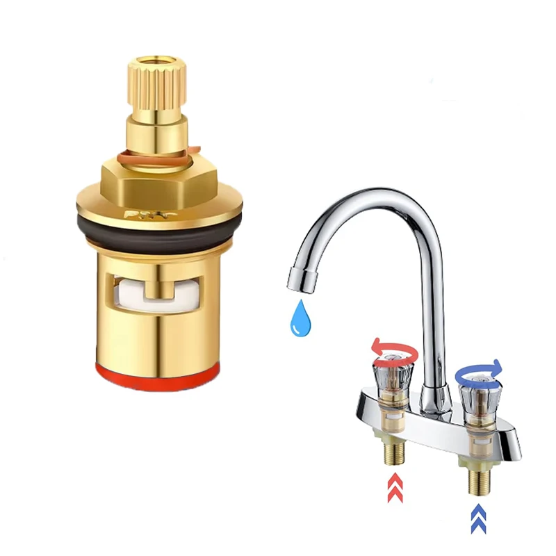 1/2pc Universal Replacement Tap Valves Brass Ceramic Disc Cartridge Inner Faucet Valve for Bathroom, Clockwise or Anti-clockwise